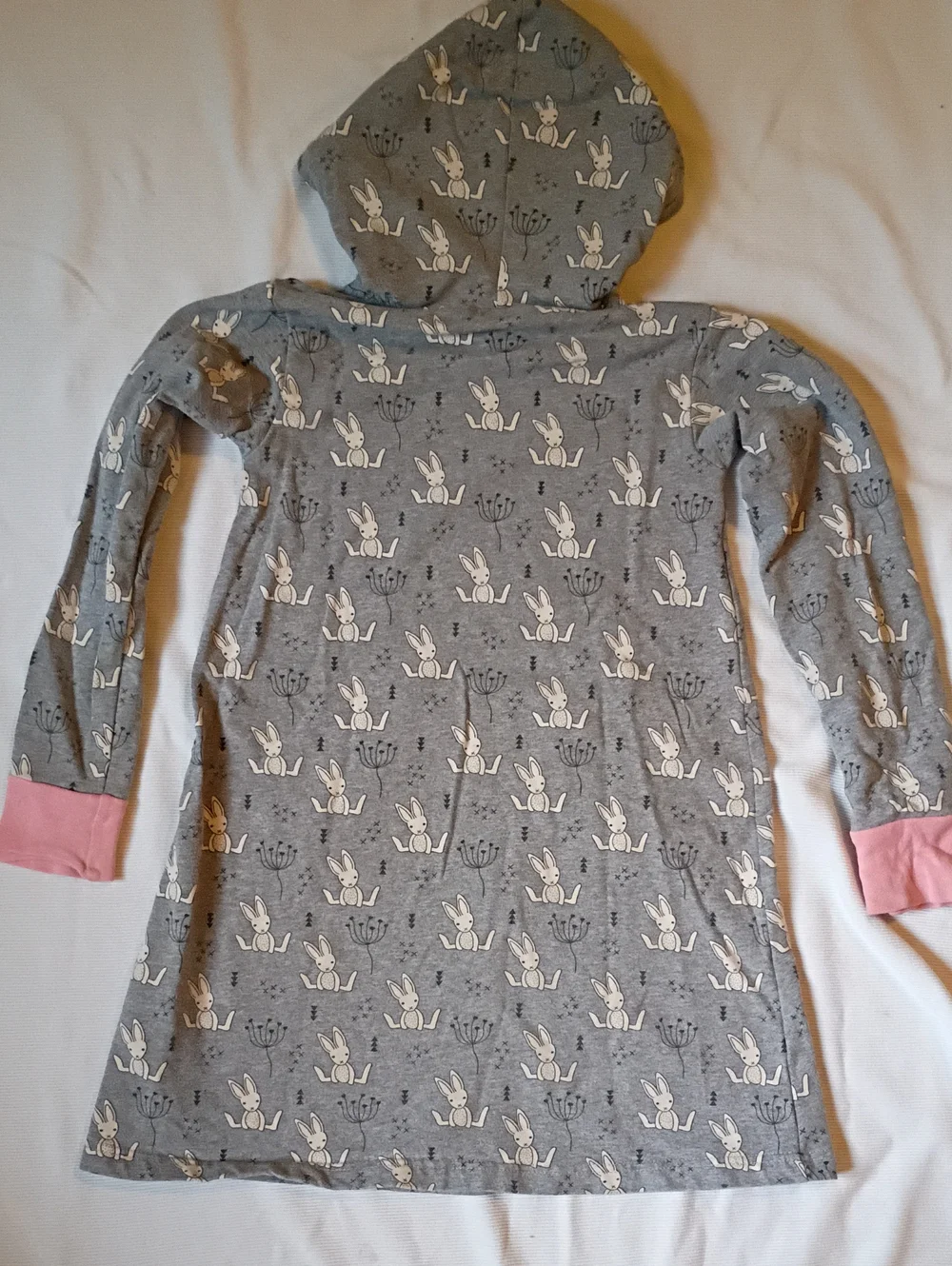 Maxomorra Gray Bunny Hooded Cotton Dress